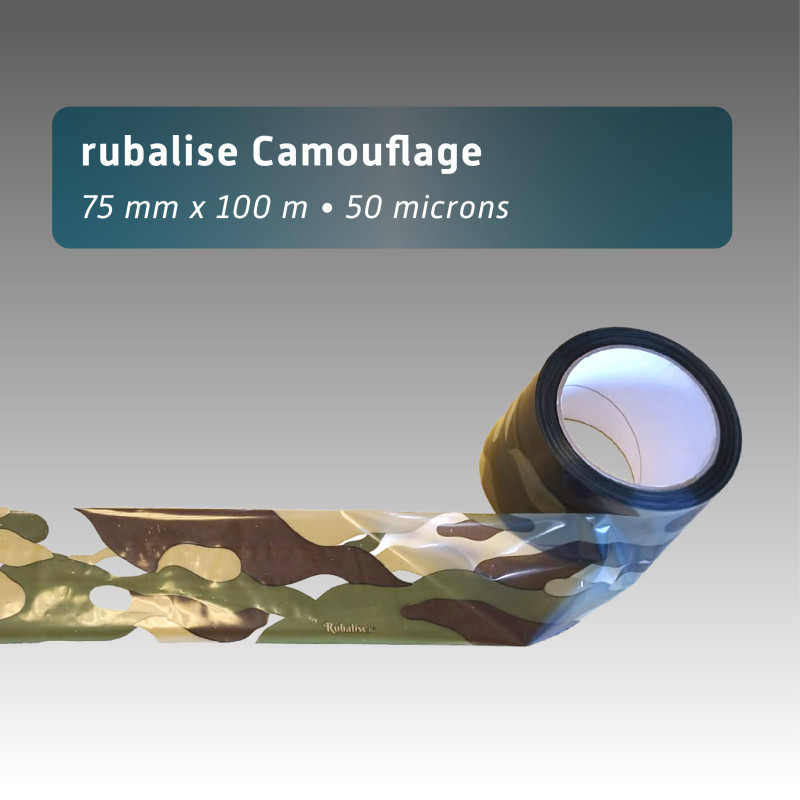Rubalise Plastique Camouflage Militaire 5 cm x 100 m – Résistante 55 microns